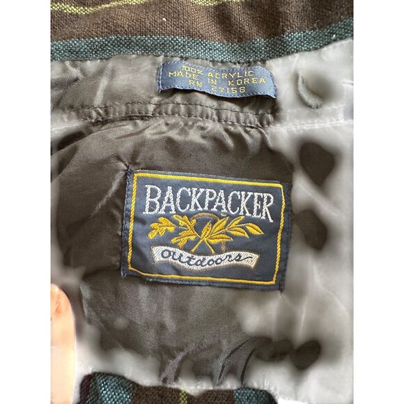 VTG 90s Backpacker Outdoors Striped Long Sleeve Collared Shirt M Pockets - Picture 3 of 10